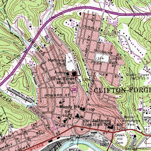 Topographic Map of Clifton Forge High School, VA
