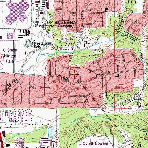 Topographic Map of Howton Subdivision, AL