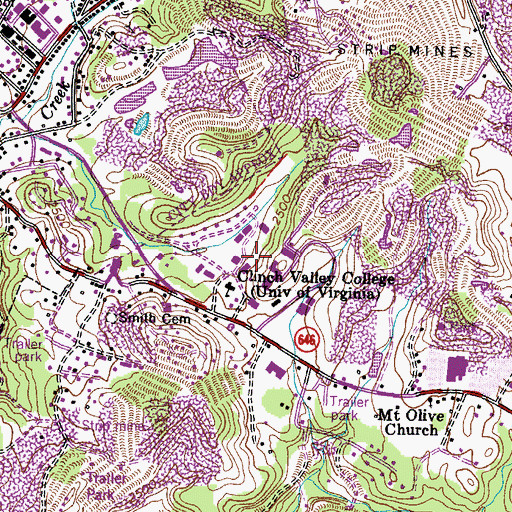 Topographic Map of The University of Virginia's College at Wise, VA