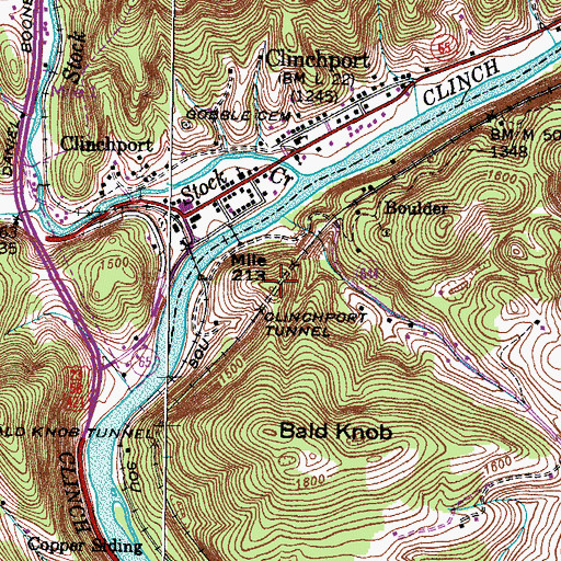 Topographic Map of Clinchport Tunnel, VA
