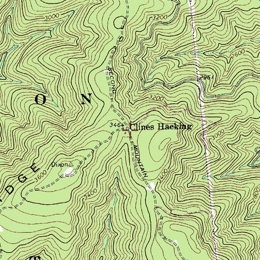 Topographic Map of Clines Hacking, VA