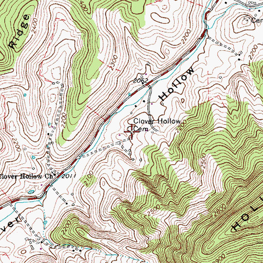 Topographic Map of Clover Hollow Cemetery, VA