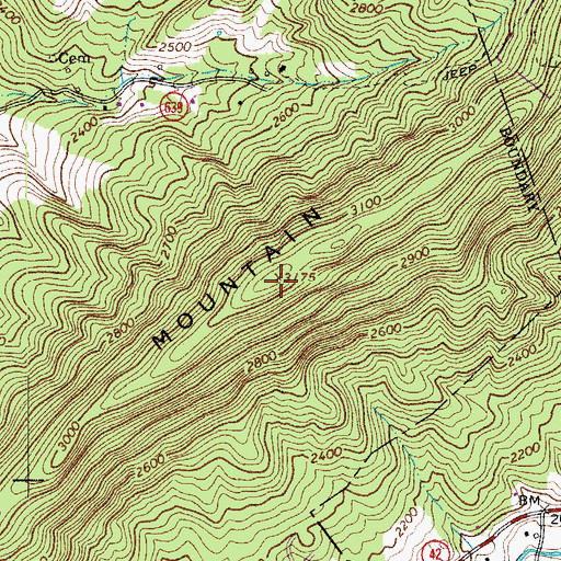 Topographic Map of Clover Hollow Mountain, VA