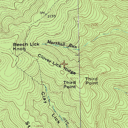 Topographic Map of Clover Lick Ridge, VA