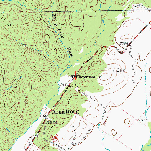 Topographic Map of Cloverdale Presbyterian Church, VA