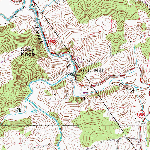 Topographic Map of Coal Creek, VA
