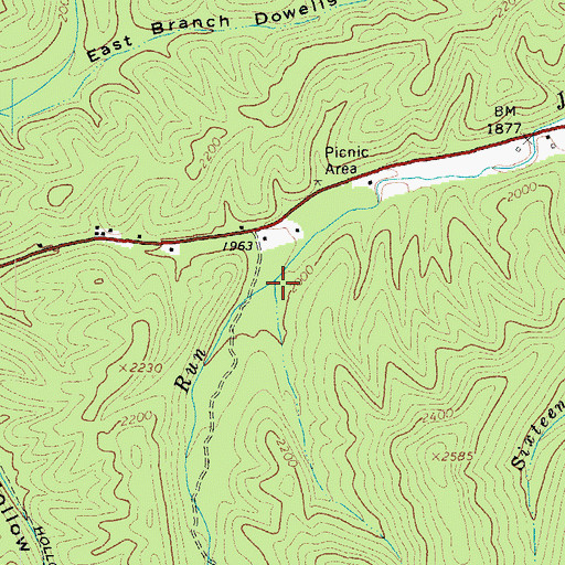 Topographic Map of Coalpit Run, VA