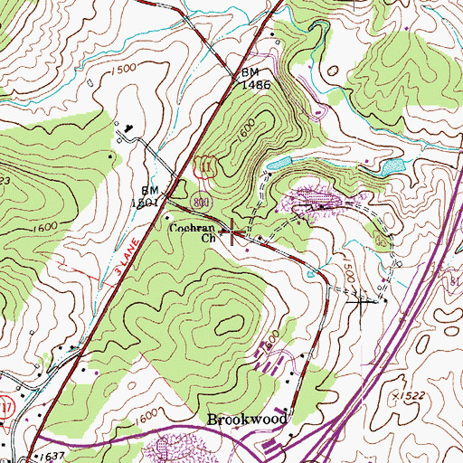 Topographic Map of Cochran Church, VA