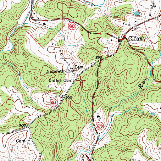 Topographic Map of Coffee Cemetery, VA