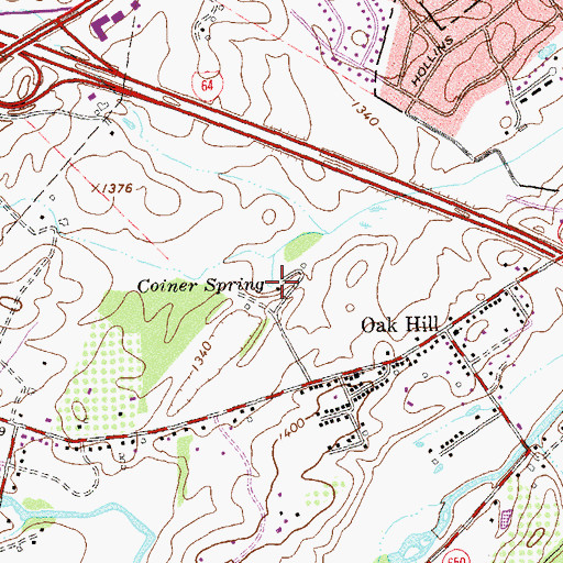 Topographic Map of Coiner Spring, VA