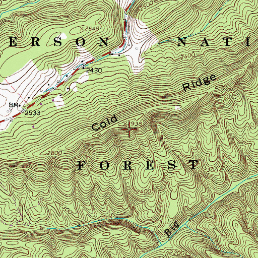 Topographic Map of Cold Ridge, VA