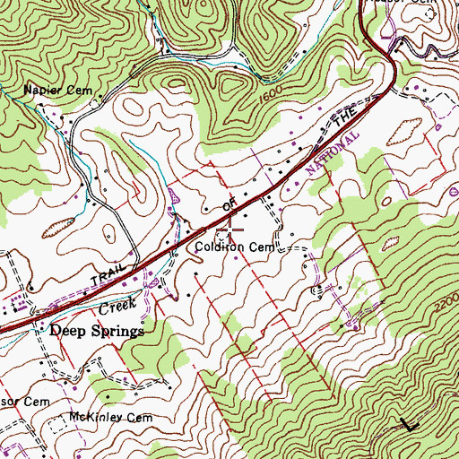 Topographic Map of Coldiron Cemetery, VA