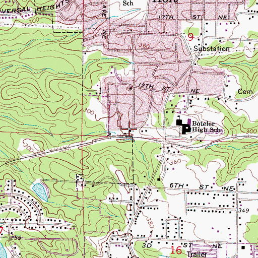 Topographic Map of Hurricane Baptist Church, AL