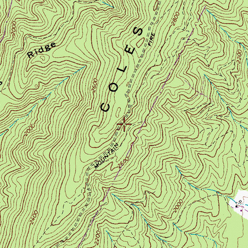 Topographic Map of Coles Mountain Fire Trail, VA