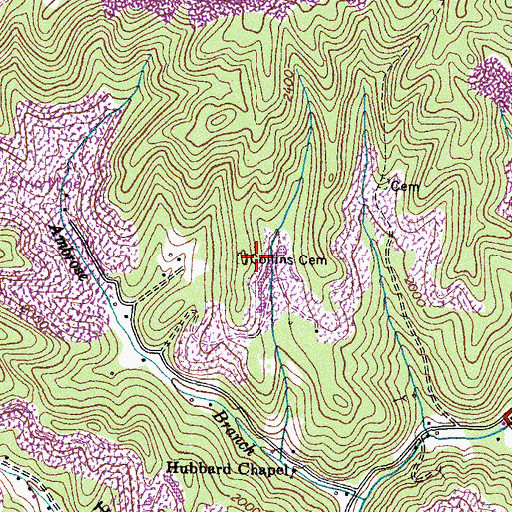 Topographic Map of Collins Cemetery, VA