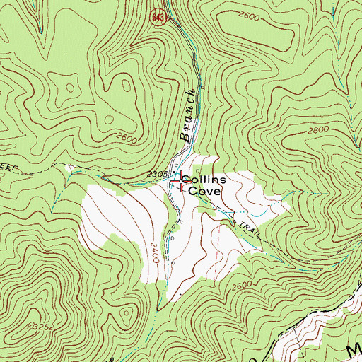 Topographic Map of Collins Cove, VA
