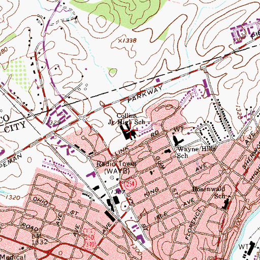 Topographic Map of Kate Collins Middle School, VA