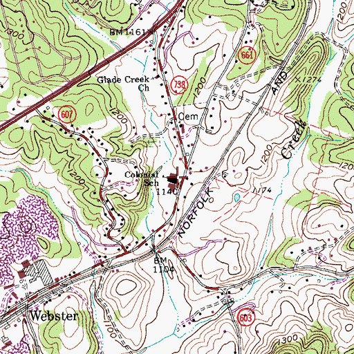 Topographic Map of Colonial Elementary School, VA