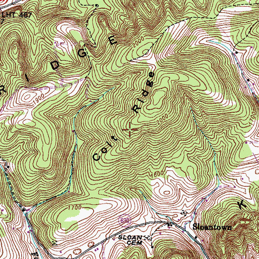 Topographic Map of Colt Ridge, VA