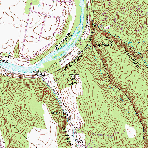 Topographic Map of Comer Cemetery, VA