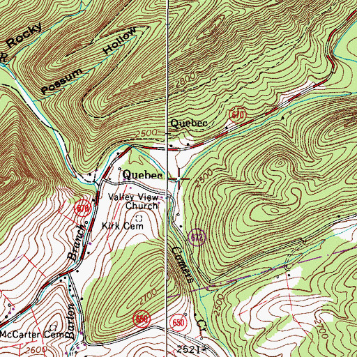 Topographic Map of Comers Creek, VA