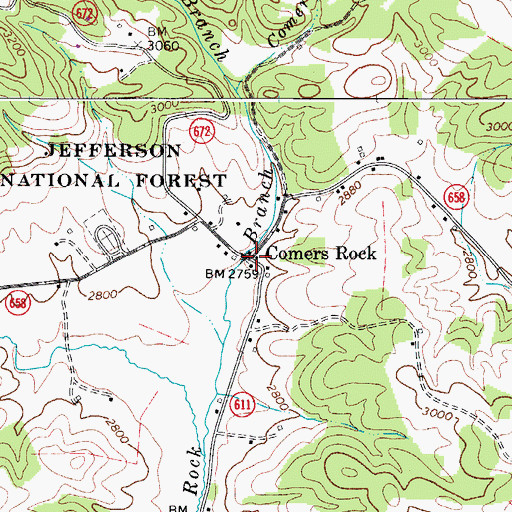 Topographic Map of Comers Rock, VA