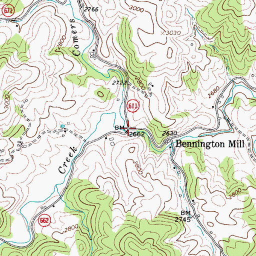 Topographic Map of Comers Rock Branch, VA