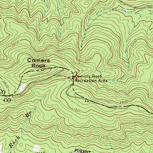 Topographic Map of Comers Rock Recreation Area, VA