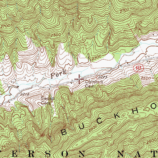 Topographic Map of Comfort Cemetery, VA