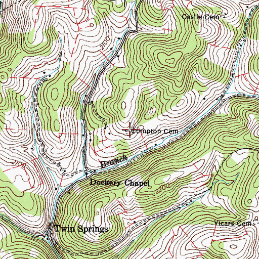 Topographic Map of Compton Cemetery, VA