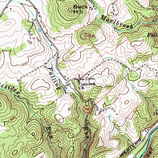 Topographic Map of Concord Church, VA