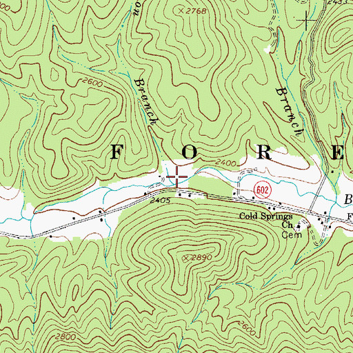 Topographic Map of Coon Branch, VA