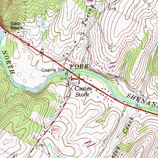 Topographic Map of Cootes Store, VA