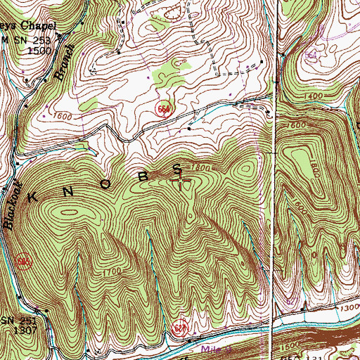 Topographic Map of Copper Creek Knob, VA