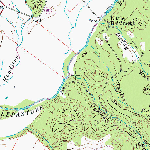 Topographic Map of Corbett Branch, VA