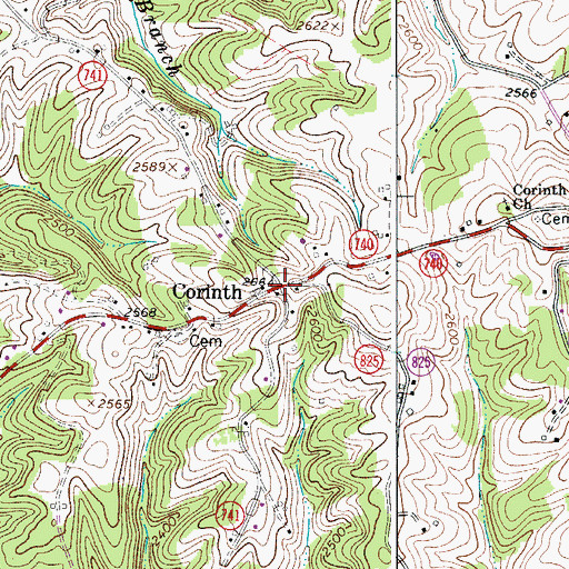 Topographic Map of Corinth, VA