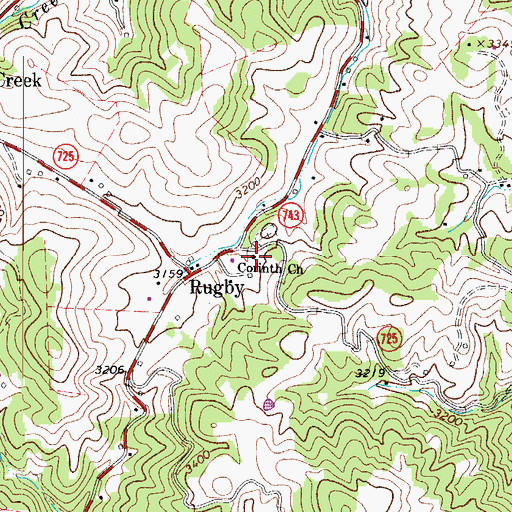 Topographic Map of Corinth Church, VA
