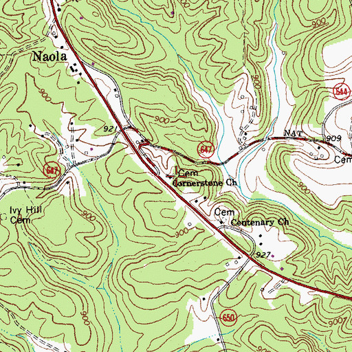 Topographic Map of Corner Stone Baptist Church, VA
