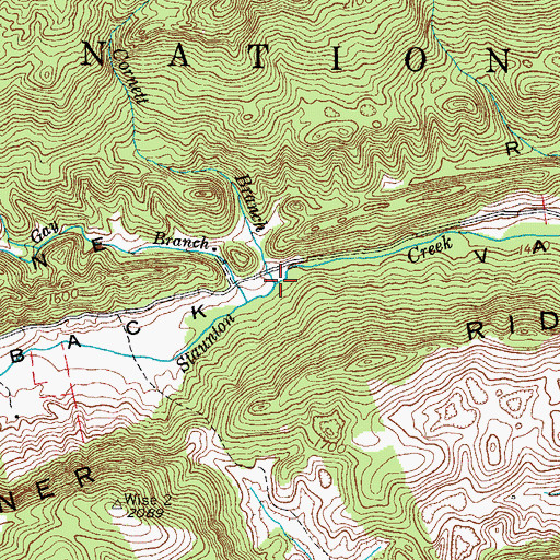 Topographic Map of Cornett Branch, VA