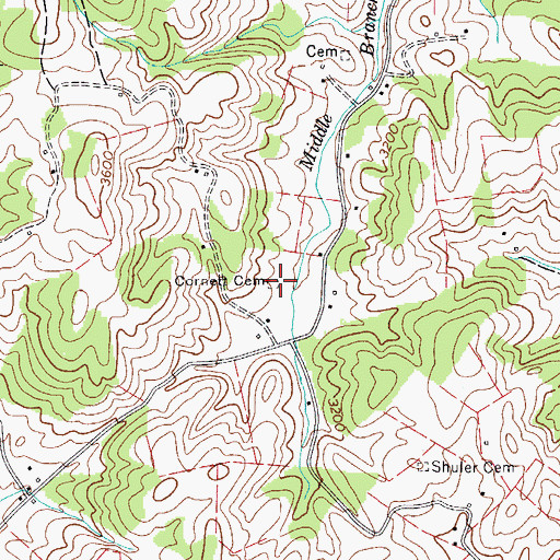 Topographic Map of Cornett Cemetery, VA