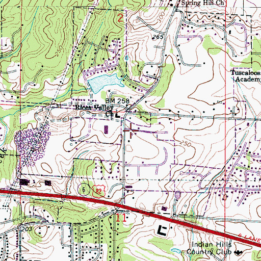 Topographic Map of Indian Lake Baptist Church, AL