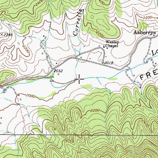 Topographic Map of Corrells Branch, VA