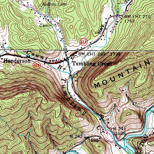 Topographic Map of Count Branch, VA