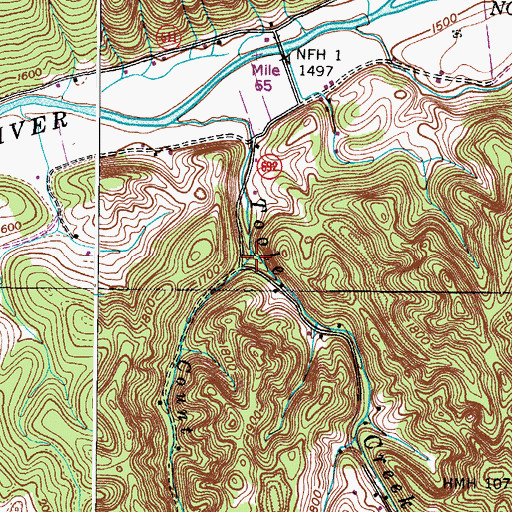 Topographic Map of Count Creek, VA
