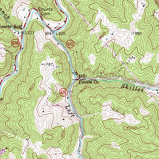 Topographic Map of Counts Church, VA