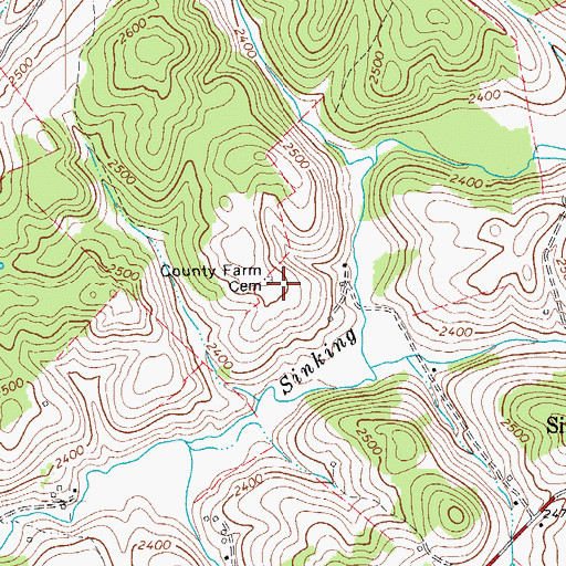 Topographic Map of County Farm Cemetery, VA