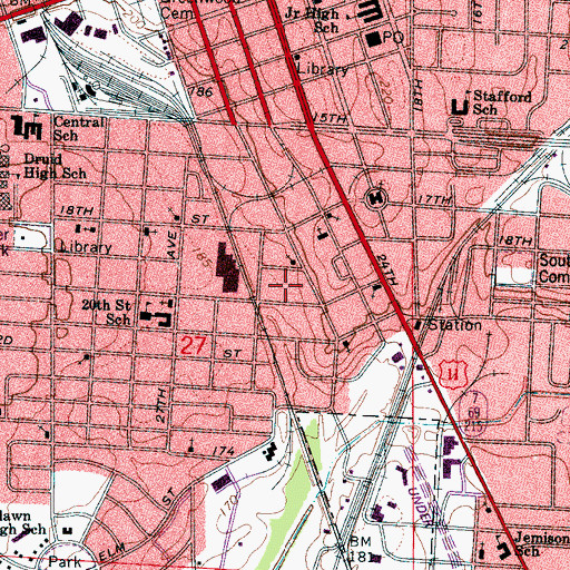 Topographic Map of Ingleside Village, AL
