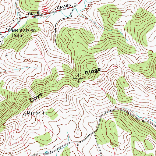 Topographic Map of Cove Ridge, VA