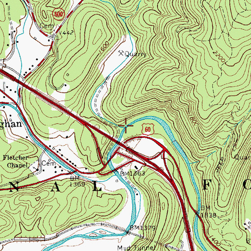 Topographic Map of Cove Run, VA