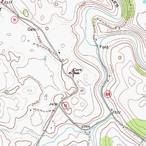 Topographic Map of Cove School, VA